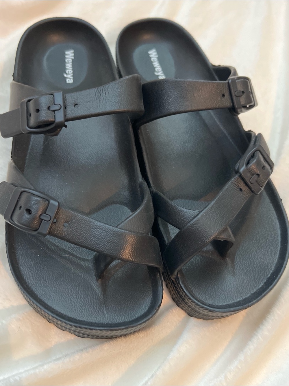Black Platform Buckle Slide Sandals - Picture 2 of 2
